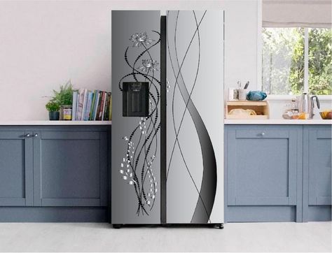 Fridge Wallpaper, Wallpaper Refrigerator, Wallpaper Fridge, Refrigerator Decals, Wrap Refrigerator, Side By Side Fridge, Decals Wallpaper, Fridge Wrap, Fridge Decals