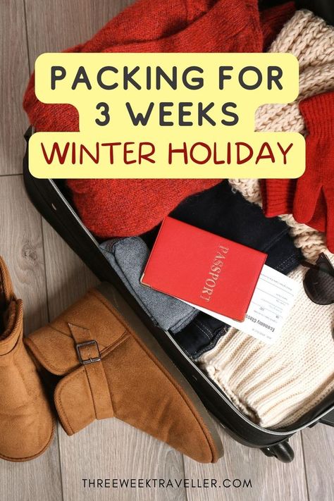 winter packing list, 20 days winter trip, where to go in winter, what to pack for a 3 weeks winter vacation, travel itinerary, travel tips, three week itinerary, vacation itinerary, holiday planning, travel itinerary planing, backpacking for 3 weeks, 3 weeks vacation Packing For 3 Weeks, Smart Packing, Boots Thick, Travel Marketing, Winter Trip, Insulated Boots, Winter Packing, Holiday List, Waterproof Coat