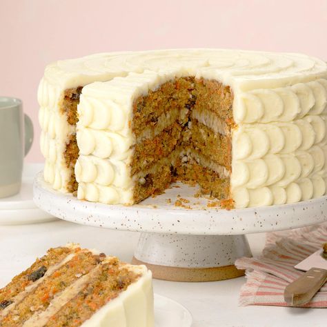 Carrot Layer Cake Recipe | Taste of Home Carrot Layer Cake, 70s Food, Layers Cake, Easter Cake Recipes, Thanksgiving Cakes, Layer Cake Recipes, Carrot Cake Recipe, Easter Dinner, Easter Cakes