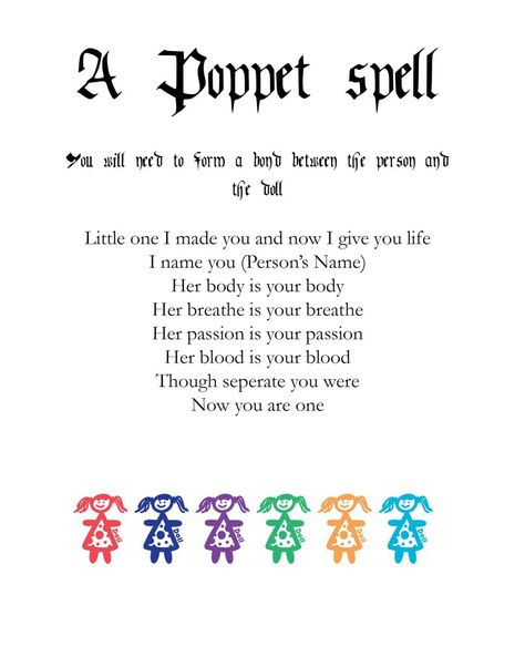 Puppet Magick, Poppets Witchcraft, Spell Book Pages Printable Free, Poppet Magick, Poppet Dolls, Voodoo Doll Spells, Wicca Recipes, Hoodoo Spells, Banishing Spell