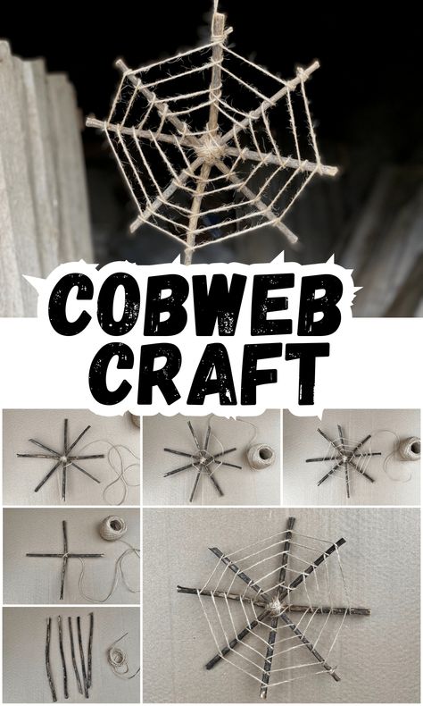 Cobweb Craft - In The Playroom Spiderweb Craft, Spider Web Diy, Spider Web Craft, Junk Modelling, Real Spiders, Forest School Activities, Jellyfish Craft, Spider Crafts, Nature Craft