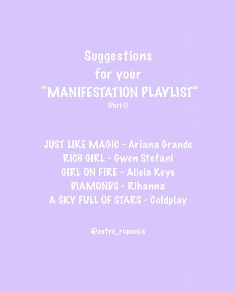 Songs To Manifest, Manifestation Songs, Manifestation Playlist, Manifesting Magic, Sky Full Of Stars, Coldplay, Rich Girl, Music Tv, Rihanna