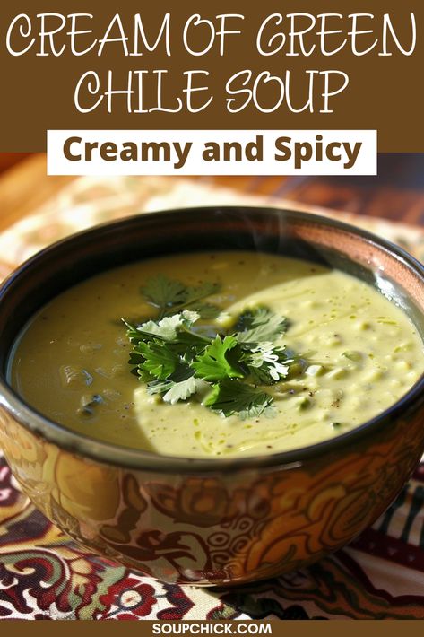 Cream of Green Chile Soup: A Spicy and Creamy Delight Creamy Green Chile Sauce, Spicy Creamy Soup, Chili Verde Soup, Green Chile Soup, Verde Soup, Green Chili Soup, Green Pepper Soup, Hatch Green Chili, Chili Verde