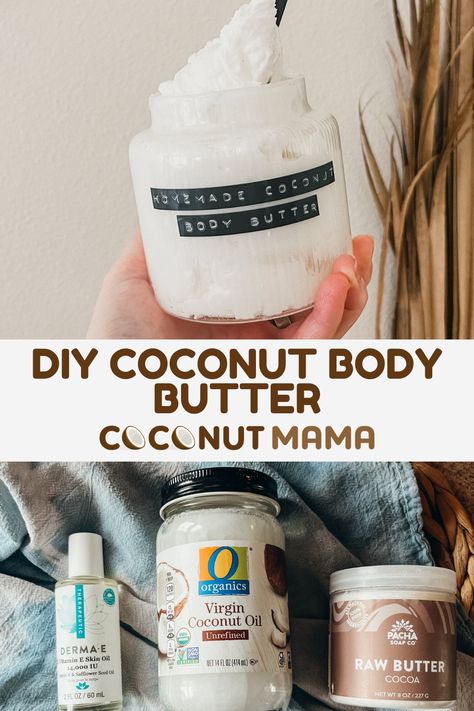 Give your skin a treat with this silky Homemade Coconut Body Butter! With just a few ingredients, you can enjoy luxurious hydration that you made yourself! Shea Butter And Coconut Oil Body Butter Lotion Recipe, Whipped Coconut Oil Body Butter, Coconut Oil Body Butter, Coconut Oil Body Lotion, Coconut Body Butter, Whipped Coconut Oil, Coconut Lotion, Coconut Oil Lotion, Homemade Coconut Oil