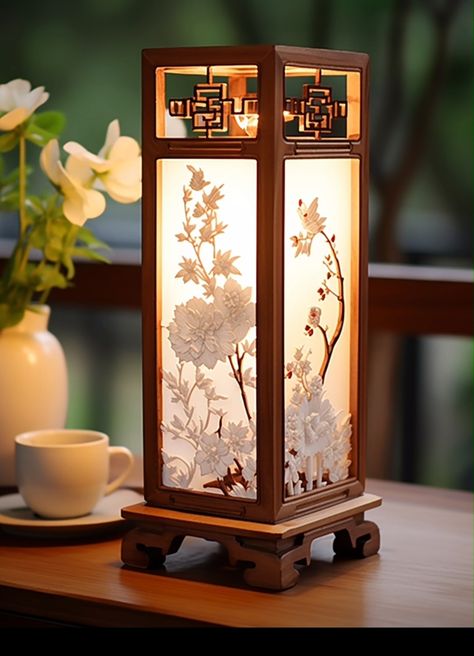 Shoji Lamp, Asian Inspired Decor, Japanese Lamps, Wooden Box Designs, Prop House, Diwali Decorations At Home, Fantasy Rooms, Arch Interior, Lantern Design