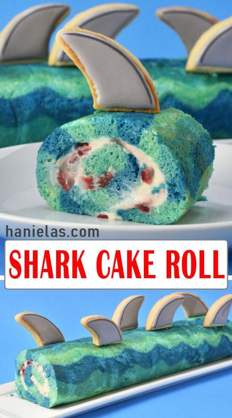 Shark Week Dessert Ideas, Shark Week Cupcakes, Shark Shaped Food, Shark Week Desserts, Shark Week Treats, Shark Cookie Cake, Shark Desserts, Shark Week Cake, Shark Week Food