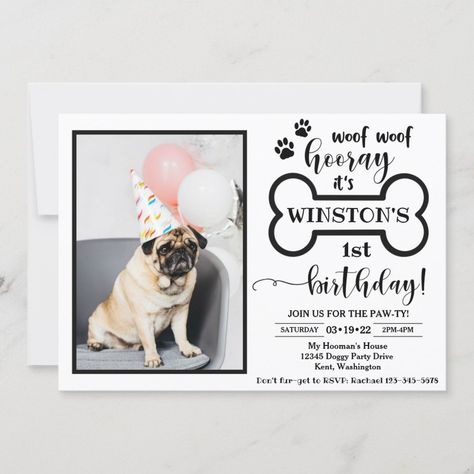 Dog Birthday Invitation  Doggy Invitation  Zazzle Dog Party Invitations, Puppy Birthday Invitations, Puppy Invitations, Dog Birthday Invitations, Dog First Birthday, Dog Template, Bday Invitations, Puppy Birthday, Dog Birthday Party