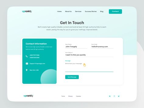 Contact Form UI by Nasir Nurency on Dribbble Form Ui Design, Form Design Web, Form Ui, Contact Us Page Design, Medical Website Design, Unique Website Design, Footer Design, Mobile App Design Inspiration, Ui Design Website