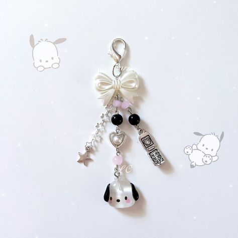 Sanrio Accessories, Sanrio Keychain, Sanrio Jewelry, Pochacco Jewelry, Pochacco Keychain, Cinnamoroll Phone Charm, Sanrio Beaded Keychain, Pochacco Phone Charm, Sanrio Charms For Bracelets