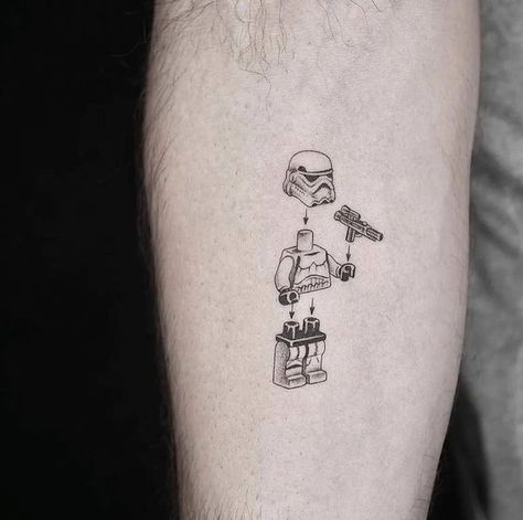 Top Small Men's Tattoos 2024: Unique & Meaningful Designs Line Star Wars Tattoo, Small Starwars Tattoos For Men, Minimalist Guy Tattoo, Simplistic Star Wars Tattoo, Abstract Star Wars Tattoo, Starwars Ship Tattoo, Lego Star Wars Tattoo Ideas, Starwars Lego Tattoo, Start Wars Tattoo