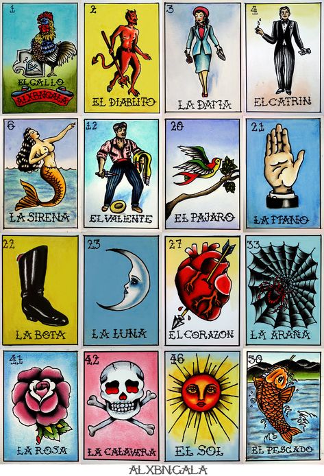 Mexico Tattoo, Mexican Tattoo, Mexican Art Tattoos, Loteria Cards, Mexican Culture Art, Den Mrtvých, Spider Tattoo, Gaming Tattoo, Card Tattoo