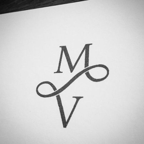 V Letter Tattoo, V Logo Design, V Tattoo, Couples Initials, M Tattoos, Typographic Logo Design, Wedding Logo Monogram, Bespoke Wedding Stationery, Wedding Logo Design