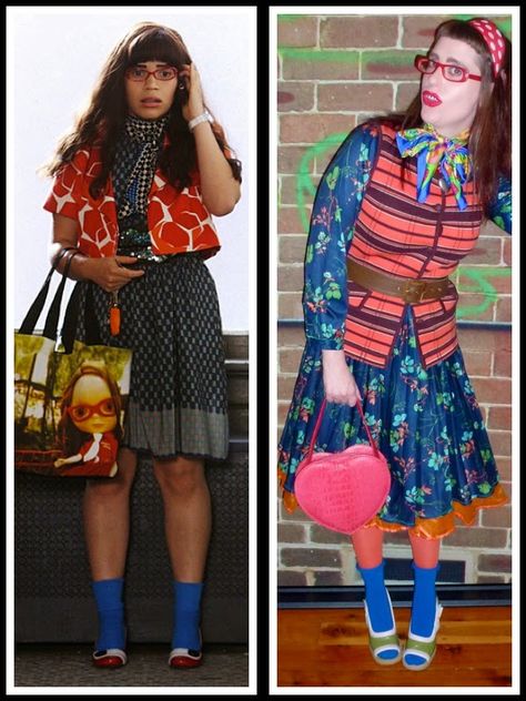 I can definitely relate to "Ugly Betty" both with her mismatched outfits and awkwardness. I wish I could report that I have totally grown out of my ... Ugly Betty Outfits, Mismatch Outfit Ideas, Wacky Wednesday Outfit, Betty Sweater, Mismatched Outfits, Wacky Outfits, Ugly Fashion, Wednesday Outfit, Flower Goddess