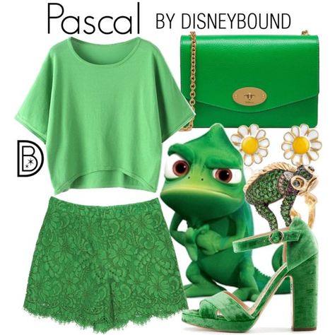 Disney Bound - Pascal Disney Bounding Ideas Inspired Outfits, Pascal Disneybound, Disney Bounding Ideas, Disney Attire, Disney Character Outfits, Disney Bound Outfits Casual, Tangled Disney, Princess Inspired Outfits, Disney Clothing