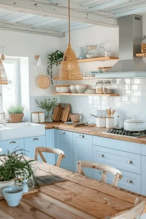 Light Kitchen Colors, Small Kitchen Lighting, Makeup Mistakes, Blue Kitchen, Blue Kitchens, Trendy Kitchen, Kitchen Inspo, Kitchen In, Bored Panda