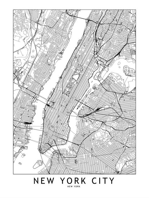 "New York White Map" Poster by multiplicitymap | Redbubble Norwegian Chocolate, Vector Digital Art, Map Of Manhattan, City Black And White, Map Of New York City, Maps Aesthetic, College Poster, Nyc Map, Retro Map