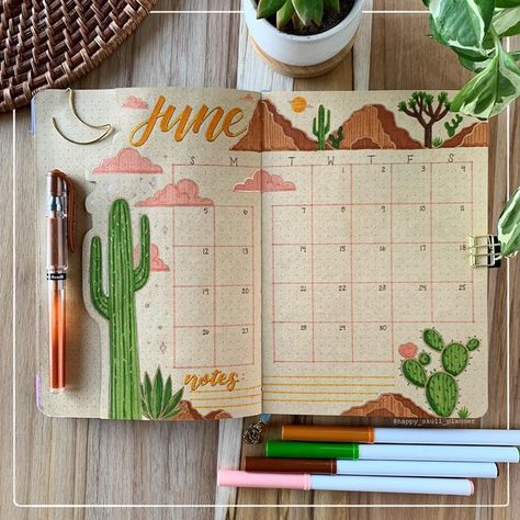 𝙷𝚊𝚙𝚙𝚢 𝚂𝚔𝚞𝚕𝚕 𝙿𝚕𝚊𝚗𝚗𝚎𝚛 ✦☻ Ruth on Instagram: "June monthly view in my desert theme.🌵🌞 #happyskullplanner . . ✦Kraft Journal: @archerandolive . . Use code HAPPYSKULL10 for 10% off your order @archerandolive (ongoing sponsor) . #kraft #kraftpaper #planneraddict #plannercommunity #plannernerd #bulletjournal #bulletjournalers #bujoweekly #bujojunkie #latina #latinaplanner #archerandolive #bujo #bujoweeklyspread #bujoinspiration #bujoideas #bujoaddict #showmeyourbujo #june #junio #age Happy Skull, Bullet Journal Work, Desert Theme, Bullet Journal Monthly Spread, Bullet Journal Ideas Templates, Bullet Journal Cover Ideas, Bullet Journal Paper, Bulletin Journal Ideas, Bullet Planner