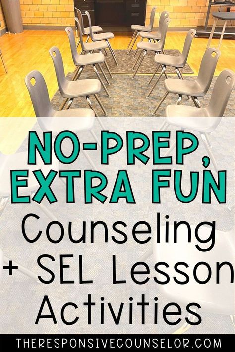 Quick, fun, no-prep SEL lesson activities that are perfect for before and after breaks or any time you need an extra fun guidance lesson Counselor Activities For High School, School Counseling Group Activities, Middle School Group Projects, Counseling Lessons For High School, Sel Activity Elementary, Bully Lessons For Elementary, Hands On Counseling Activities, School Counseling Pre Post Test, Gossip Lesson Middle School