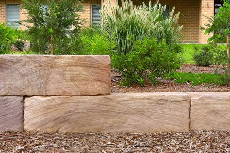 Small Bushes For Landscaping, Bushes For Landscaping, Sandstone Facade, Small Retaining Wall, Retaining Wall Construction, Rock Retaining Wall, Retaining Wall Blocks, Trees For Front Yard, Garden Retaining Wall