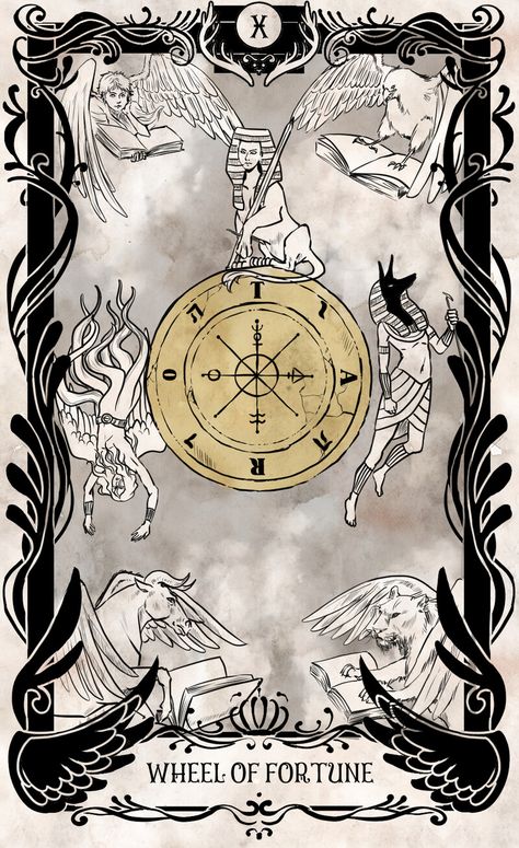 ArtStation - Tarot Card Design - Wheel of Fortune, Luminous July The Magician Tarot Meaning, Tarot Cards Art Illustration, Magician Tarot, Wheel Of Fortune Tarot, Tarot Card Design, The Magician Tarot, Tarot Tattoo, Tarot Meanings, Tarot Cards Art