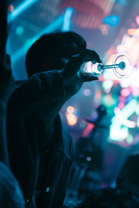 Man Drinking from Glass in Nightclub · Free Stock Photo Bar Pics, He Cheated, Man Drinking, Night Club Aesthetic, Neon Noir, Colorful Lights, Clubbing Aesthetic, Cheated On, Drink Photo