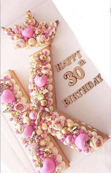 Monogram Cakes Birthday, Holiday Cake Designs, Mini Pastelitos, Birthday Catering, Golden Birthday Cakes, Sweet Birthday Cake, Letter Cakes, Alphabet Cake, Sugar Cookie Cakes