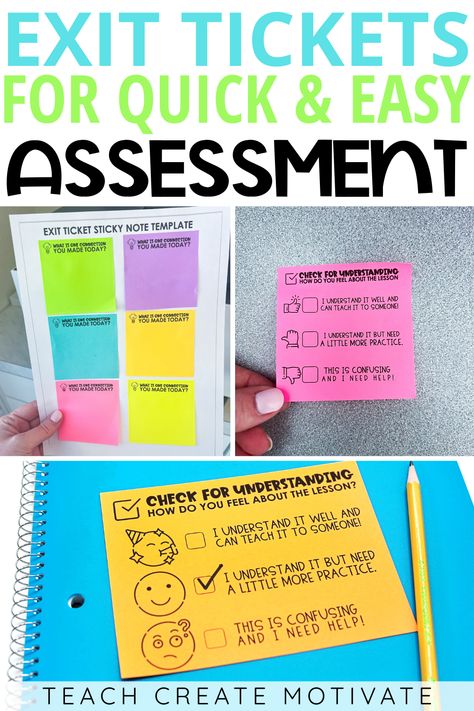 Student Self Assessment Middle School, Exit Tickets High School, Student Feedback Ideas, Exit Slips High School, Exit Tickets Elementary, Self Assessment For Students, Exit Ticket Ideas, Exit Tickets Template, Ticket Ideas