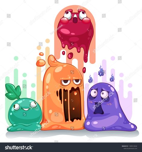 jelly slime monster creatures group set vector illustrationmonster#creatures#jelly#slime Slime Character Design, Environment Campaign, Slime Theme, Slime Monster, Illustration Monster, Candy Monster, Creature Character, Jelly Slime, Monster Illustration