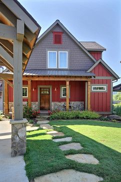 Water's Edge, Lake Chatuge - Lakeview - farmhouse - Exterior - Atlanta - Timberlake Custom Homes, LLC American Farmhouse Exterior, Red House Exterior, Rustic Farmhouse Exterior, Red Houses, Farmhouse Exterior Design, Cabin Exterior, American Farmhouse, Office Lounge, Modern Farmhouse Exterior