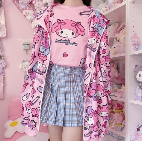 Kawaii/Cute/Fairykai/Fairy/Harajuku/Pastel/Pink/Mymelody/sanrio/kuromi My Melody Stuff, Kawaii Pastel Outfits, My Melody Dress, My Melody Outfit, Sanrio Outfits, Pastel Outfit, Fashion Inspiration Board, Cute Dress Outfits, Drawing Clothes