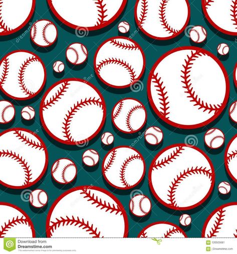 Seamless Pattern With Baseball Softball Ball Graphics. Stock Vector - Illustration of league, backdrop: 120505681 Baseball Print, Wrapping Paper Design, Baseball Softball, Design Research, Seamless Patterns, Stock Vector, Vector Illustration, Printing On Fabric, Pattern Design