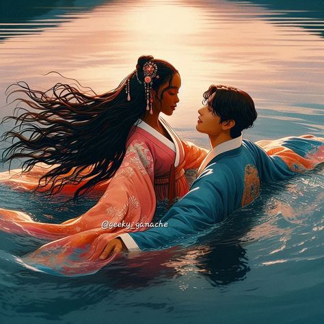 Size Difference Couple Art, Ambw Art, Diverse Couples, Blasian Couple, Biracial Love, Blasian Couples, Lake Love, Interracial Couple, Nature Iphone Wallpaper