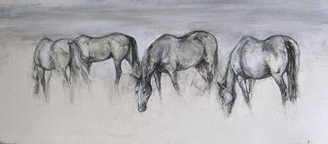 Four Horses Grazing Abstract Horses, Grazing Horse, Horses Grazing, Four Horses, Abstract Horse, Abstract Art For Sale, Art Horse, Horse Drawing, Original Art For Sale