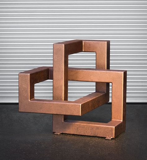 Free Standing Sculpture, Geometric Sculpture, Diy Stairs, Steel Art, Steel Sculpture, Copper Patina, Contemporary Sculpture, Welding Art, Metal Furniture