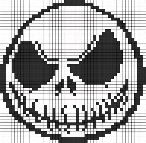 Nightmare Before Christmas Jack Skellington perler  bead pattern Cross Stitch Skull, Graph Crochet, Christmas Jack Skellington, Nightmare Before Christmas Jack, Bead Sprite, Halloween Cross Stitches, Disney Cross Stitch, Pola Kristik, Pixel Pattern