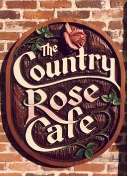 Country Rose Cafe Restaurant Custom Carved Wood Signs, Wooden Business Signs, Hand Carved Signs, Signs For Business, Power Carving, Country Rose, Sign Board Design, Carved Signs, Carved Wood Signs