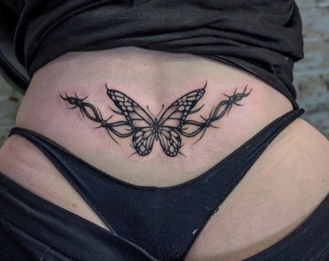 Tattoo Lower Stomach, Tattoo Baddie, Lower Back Tattoo, Butterfly Hand Tattoo, Waist Tattoos, Z Tattoo, Petit Tattoo, Lower Stomach, Hip Tattoos Women