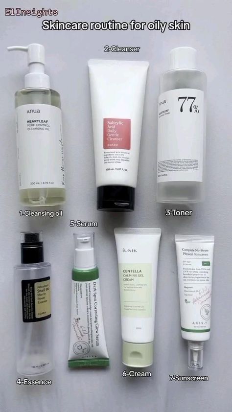 Skincare Routine for Oily Skin !! Best Moisturizer For Oily Skin, Skincare Routine For Oily Skin, Oily Skin Routine, Routine For Oily Skin, Skincare Korean, Korean Skincare Products, Oily Skincare, Cream For Dark Spots, Routine Skincare