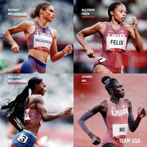 Olympic Athletes Female, Track Workout Training, Tokyo Summer, Sydney Mclaughlin, Olympic Track And Field, Athletics Track, Field Athletes, Track Pictures, Allyson Felix