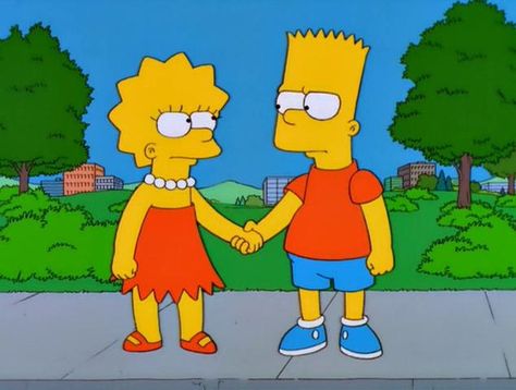 Bart and Lisa holding hands Bart And Lisa Simpson, Simpson Wallpaper Iphone, Simpsons Drawings, Myanmar Art, Disneyland Pictures, Disneyland (paris), Simpsons Art, The Simpson, Homer Simpson