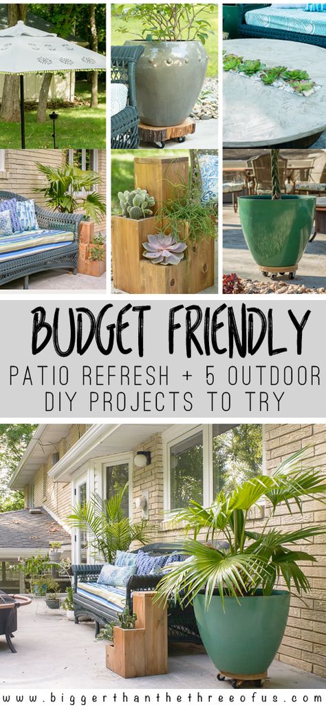 Patio Refresh, Budget Patio, Diy Outdoor Decor, Front Patio, Outdoor Diy Projects, Outdoor Diy, Backyard Projects, Pergola Shade, Small Patio