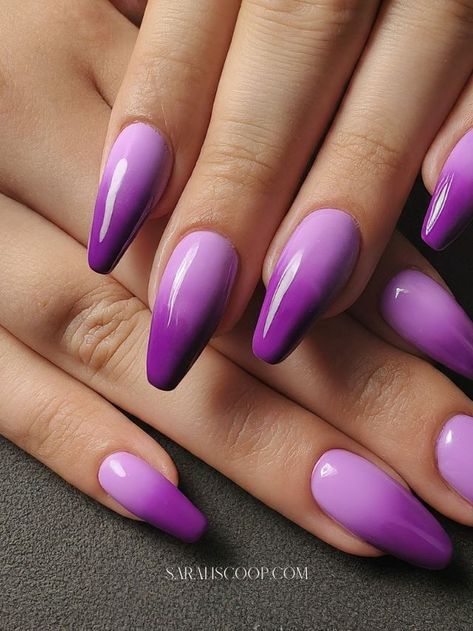 Teal Nail Ideas, Neon Purple Nails, Matte Nail Colors, Purple Ombre Nails, Purple Tips, Ombre Purple, Teal Nails, Stiletto Nail Art, Latest Nail Trends