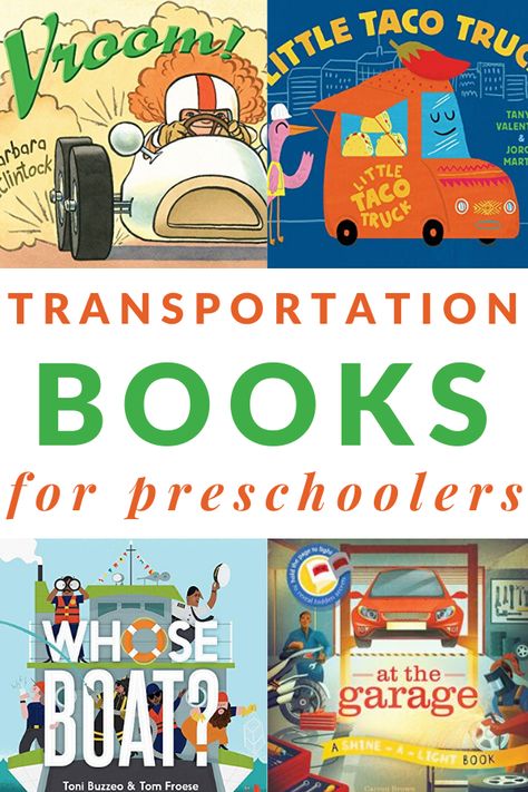 Transportation books for preschoolers including boats, trucks, cars, airplanes, rockets, and more. Includes a printable booklist. #trasnportationbooks #preschoolers #prek #Growing Bookbybook #transportationunit Best Toddler Books, Books For Preschoolers, Transportation Unit, Books For Toddlers, Transportation Activities, Car Activities, Transportation Preschool, Train Book, Transportation Theme