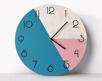 Geometric Clock, Wall Clock Numbers, Personalized Wall Clock, Personalized Clocks, Handmade Wall Clocks, Clock Painting, Custom Clocks, Contemporary Wall Clock, Wall Watch