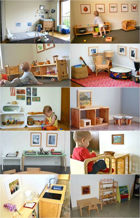 Montessori Apartment, Camera Montessori, Playroom Montessori, Montessori Infant Room, Montessori Nursery, Montessori Shelf, Montessori Environment, Montessori Bedroom, Montessori Playroom