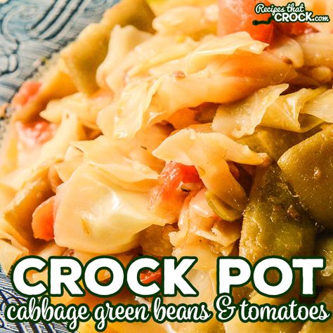 Our Crock Pot Cabbage Green Beans and Tomatoes is a simple and flavorful side dish. This recipe is a great low carb side for everything from holidays and weeknight dinners. Crockpot Veggies, Ham And Cabbage, Crockpot Side Dishes, Beans And Tomatoes, Buttered Cabbage, Beans In Crockpot, Low Carb Side, Crock Pot Cabbage, Leftover Ham Recipes