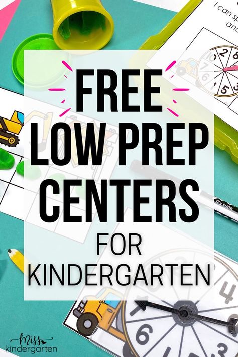 Running kindergarten centers can feel like a lot of work, but it doesn't have to be! Grab these FREE low prep centers for kindergarten and try them in your classroom! In this free download, you'll find two math centers and two literacy centers that you can have ready for centers time tomorrow! Centers For Kindergarten, Free Teacher Resources, Miss Kindergarten, Literacy Centers Kindergarten, Kindergarten Reading Activities, Fun Math Activities, Kindergarten Lesson Plans, Kindergarten Centers, First Year Teachers