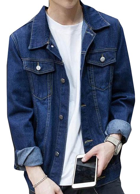 >> Click to Buy << LTYY Mens Korean Slim Dark Blue Denim Jacket #Affiliate Dark Blue Denim Jacket Outfit, Blue Denim Jacket Outfit, Denim Jacket Men Outfit, Spring Coats, Dark Blue Denim Jacket, Denim Jacket Outfit, Spring Coat, Dark Blue Denim, Blue Denim Jacket