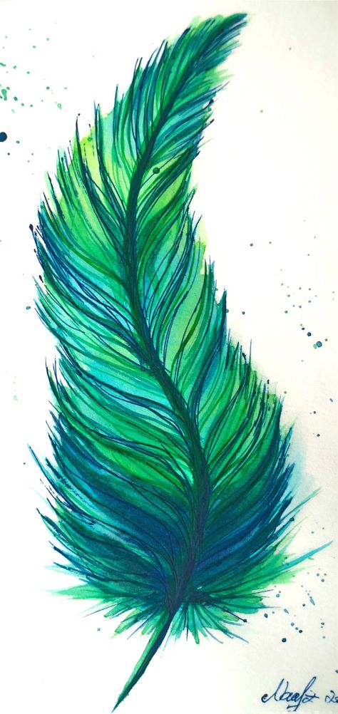 3 kinds of feather painting methods, watercolor creative DIY feather painting tutorial Colourful Feather Drawing, Feather Drawings Simple, Bird Feather Painting, How To Draw A Feather Step By Step Easy, Feather Painting Tutorial, Easy Peacock Feather Drawing, Easy Feather Painting, Paintings Of Feathers, Painted Feathers Ideas