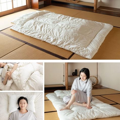 EMOOR Space-Saving Japanese Futon Set (Futon Mattress, Comforter & Pillow) Compact-Twin, Made in Japan, Foldable Floor Sleeping Mattress Shikibuton Tatami Mat Camp Guest-Use : Amazon.ca: Home Twin Futon, Floor Sleeping, Japanese Futon Mattress, Japanese Floor Mattress, Japanese Futon, Mattress On Floor, Tatami Mat, Sleep On The Floor, Futon Mattress